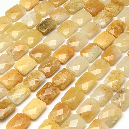 Faceted Rectangle Yellow Jade Beads Strands X-G-R304-13-1