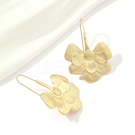 201 Stainless Steel Flower Dangle Earrings EJEW-D084-06G-1