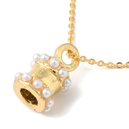 Rack Plating Brass ABS Pearl Pendant Necklaces NJEW-S425-03G-1