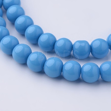 Opaque Solid Color Glass Beads Strands GLAA-D080-6mm-01-1