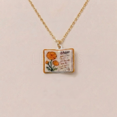 Brass Enamel Book Pendant Necklaces for Women KK-CBAF5B9-01G-10-1
