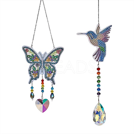 2 Sets 2 Style DIY Diamond Painting Wind Chime Kits DIY-SZ0007-56-1