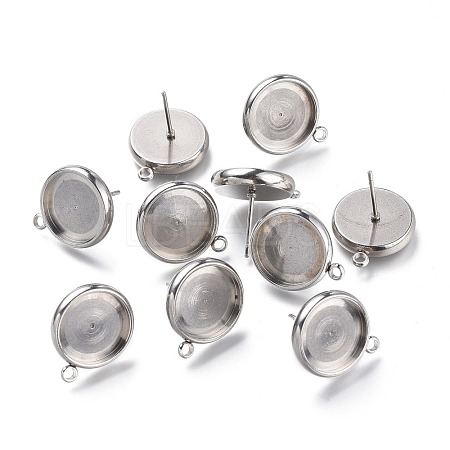 Non-Tarnish 304 Stainless Steel Stud Earring Settings STAS-I161-01E-P-1