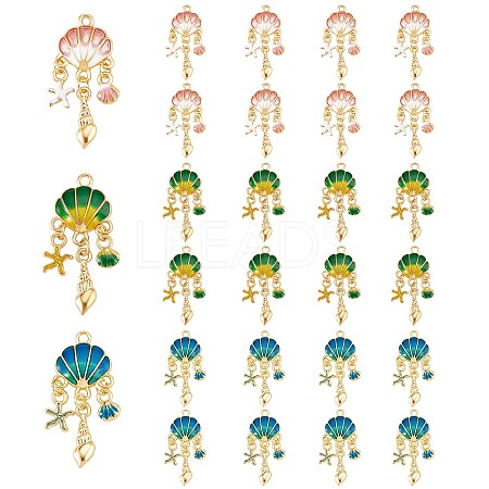 24Pcs 3 Colors Alloy Enamel Pendants FIND-SZ0005-87-1