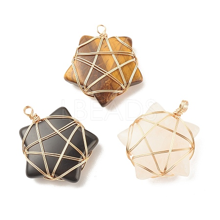 Natural Mixed Stone Pendants PALLOY-JF01625-1