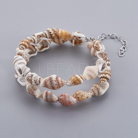 Spiral Shell Multi-Strand Bracelets X-BJEW-JB03990-1
