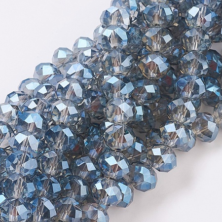 Faceted Rondelle Electroplate Glass Beads Strands for Bracelet Making X-EGLA-D020-10x8mm-59-1