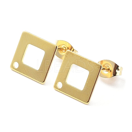 201 Stainless Steel Rhombus Stud Earring Findings STAS-K259-21G-1