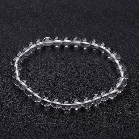 Natural Crystal Round Beaded Stretch Bracelets BJEW-F202-07-1