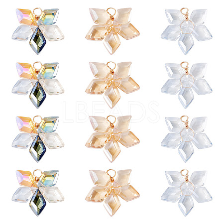 18Pcs 3 Styles Glass Pendants PALLOY-TA00343-1