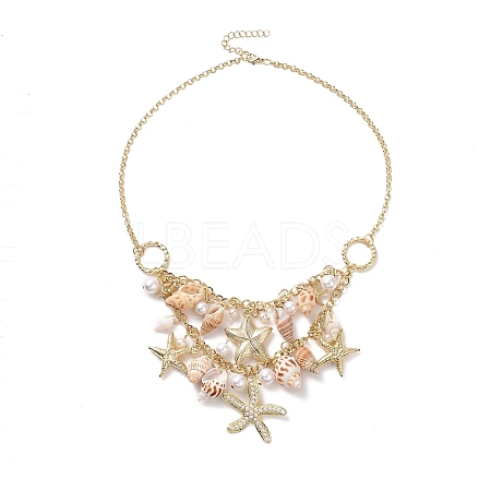 Trendy Shell Bib Beach Necklaces NJEW-N0031-01-1