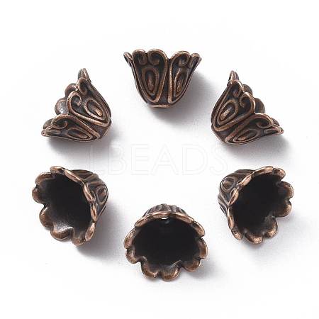 Tibetan Style Alloy Bead Caps TIBEB-EA9700YKG-R-LF-1