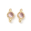 Brass Cubic Zirconia Flat Round Connector Charms KK-H204-02KCG-06-1