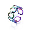 304 Stainless Steel Ring & Rectangle Wrap Cuff Ring RJEW-N038-087-4