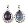 Natural Fluorite & Rhinestone Pendants G-K338-31P-01-1