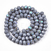 Electroplate Opaque Solid Color Glass Beads Strands EGLA-A034-P8mm-L23-2