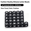 20Pcs Black Cube Letter Silicone Beads 12x12x12mm Square Dice Alphabet Beads with 2mm Hole Spacer Loose Letter Beads for Bracelet Necklace Jewelry Making JX433T-4