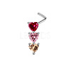 Triple Heart Brass Cubic Zirconia L-Shaped Nose Rings/Cartilage Earrings FS-WG6E3C9-01-1