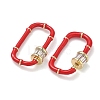 Oval Brass Micro Pave Clear Cubic Zirconia Locking Carabiner KK-H256-01G-03-2