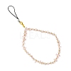 Natural Rose Quartz Chip & CCB Plastic Round Beaded Mobile Straps HJEW-FZ00001-1