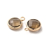 Golden Tone Brass Glass Flat Round Charms GLAA-M003-B-07G-2