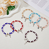 FIBLOOM 6Pcs 6 Colors Glass & Acrylic Imitation Pearl Beaded Stretch Bracelets Set BJEW-FI0001-37-5
