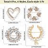 4Pcs 4 Styles Alloy Rhinestone Brooches for Clothes JEWB-CN0001-06-2