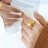 Flower Stainless Steel Open Cuff Rings WGAF2BA-02-2