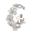 Rack Plating Brass Flower Open Cuff Rings for Women RJEW-S242-01P-A-1