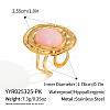Oval 304 Stainless Steel with Natural Rose Quartz Open Cuff Rings for Women WS5424-1-1