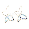 Butterfly Glass Beads Dangle Earrings for Girl Women EJEW-JE04657-4