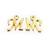 Golden Plated Alloy Letter Pendants PALLOY-J718-01G-M-1