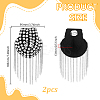 2Pcs Felt & CCB Plastic & Alloy & Iron Curb Chain Tassel Rivet Epaulettes AJEW-GA0010-65P-2