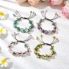 4Pcs Electroplated Natural Rose Quartz & Amethyst & Green Aventurine Olive Jade Chip Bead Braided Bead Bracelets for Women BJEW-TA00610-1