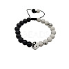 Natural Howlite & Frosted Black Agate Braided Bead Bracelet ZE0414-1