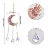 Hanging Moon Sun Catcher with Teardrop Glass Prisms for Windows HJEW-PH01733-01-2