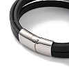 Men's Braided Black PU Leather Cord Multi-Strand Bracelets BJEW-K243-06P-3