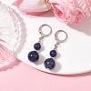 Round Natural Lapis Lazuli Dangle Earrings EJEW-JE05536-05-3