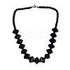 Natural Black Onyx(Dyed & Heated) Round & Cone Beaded Necklaces NJEW-N064-03B-1