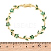 Brass Pave Cubic Zirconia Flower Link Chain Bracelets for Women KK-CBA68DA-14G-10-5