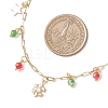 Christmas Brass Pave Clear Cubic Zirconia Snowflake & 304 Stainless Steel Star and Round Glass Tassel Brass Paperclip Chain Bib Necklaces NJEW-JN05504-4