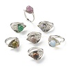 Adjustable Natural & Synthetic Gemstone Cuff Rings RJEW-H540-B19-1