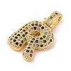 Brass Micro Pave Cubic Zirconia Pendants ZIRC-P121-01G-R-2