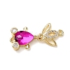 Brass Micro Pave Clear Cubic Zirconia Fish Links Connector Charms KK-K375-26G-20-1