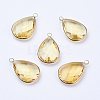 Golden Tone Brass Glass Teardrop Pendants X-GLAA-M006-A-18G-1