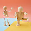 Unfinished Blank Wooden Robot Toys AJEW-TA0001-03-4