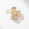 Brass Micro Pave Clear Cubic Zirconia Brooches JEWB-BB69637-3