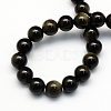 Natural Golden Sheen Obsidian Round Beads Strands X-G-S157-6mm-2