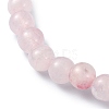 Natural Rose Quartz Round Beaded Bracelets BJEW-JB09878-02-4