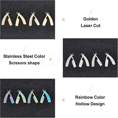 12pcs 3 Colors 304 Stainless Steel Pendants STAS-UN0023-61-1